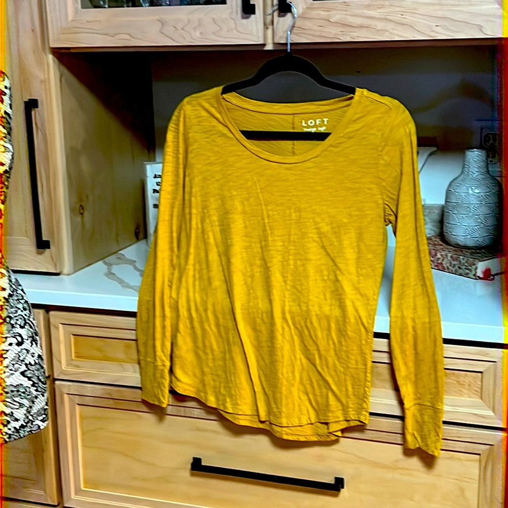 Loft vintage soft medium long sleeve tee; mustard yellow; excellent condition